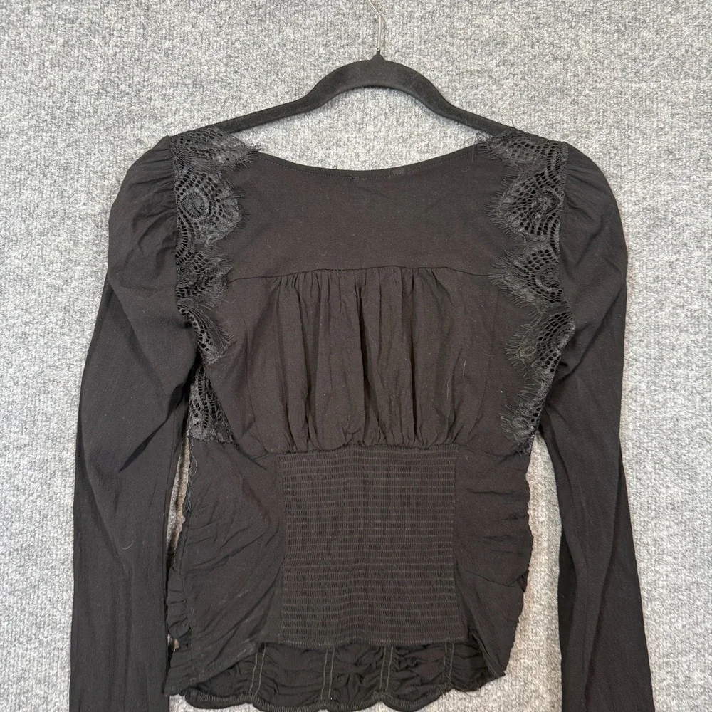 Free People Sweet Mornings Top XS Black Corset Fairy‎ Grunge Romantic Whimsigoth